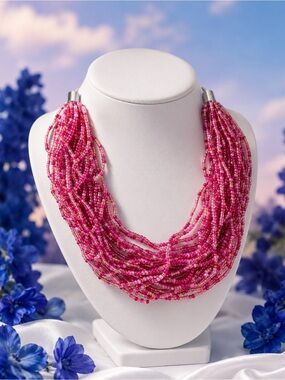 Pink Multi-Strand Beaded Necklace